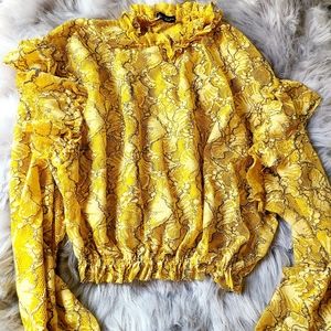 Zara Yellow Ruffle Lace Top
